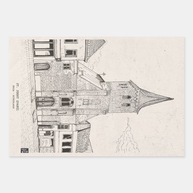 Breda Vintag Architecture Sketch Art Geschenkpapier Set (Vorderseite)