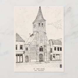 Breda Vintag Architecture Sketch Art Postkarte