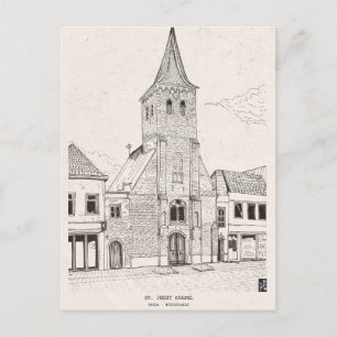 Breda Vintag Architecture Sketch Art Postkarte