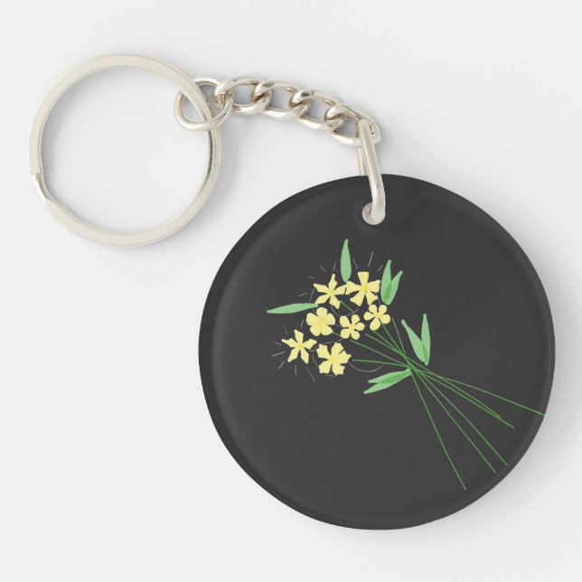 "Breeze in Bloom" – Hand-Drawn Floral Keychain (Devant)