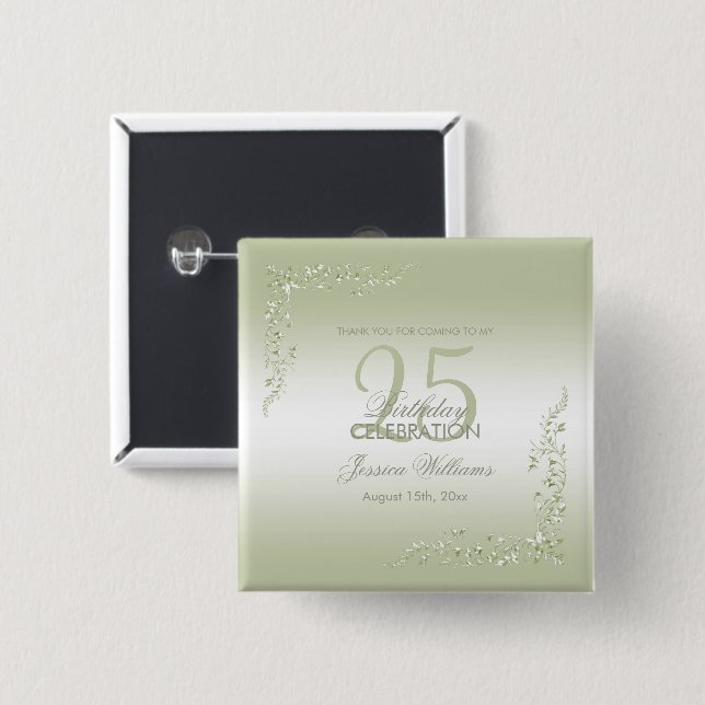 Breezeway Dekoration 25. Geburtstag   Button (Vorne & Hinten)