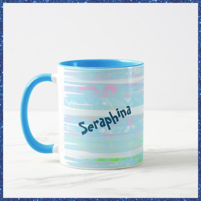 Breezy Abstraktes Aqua Stripes Tasse (Von Creator hochgeladen)
