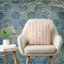 Breezy gestreiftes Kissen in Strandpfirsich mit an