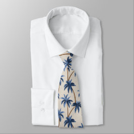 Breezy Palm Trees auf falschem Grasgewebe - Blau Krawatte