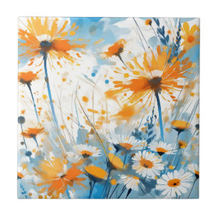 Breezy Wildblume Field in Orange Fliese