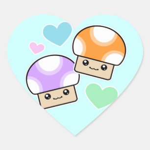 Breiartige Hauch-Pilz Kawaii Herz-Aufkleber
