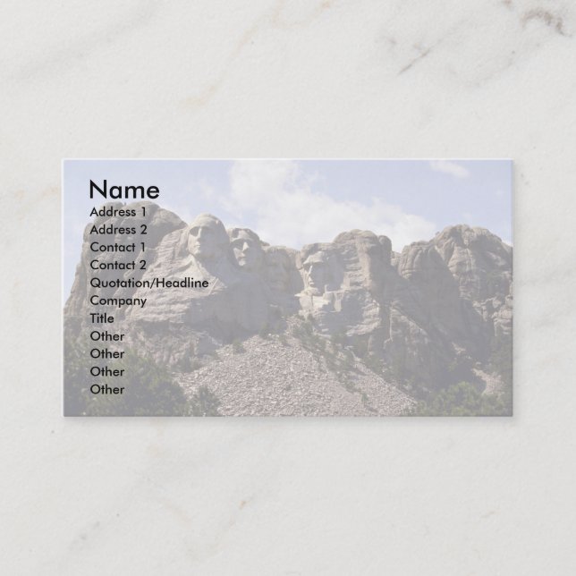 Breite Ansicht, der Mount Rushmore, South Dakota Visitenkarte (Vorderseite)