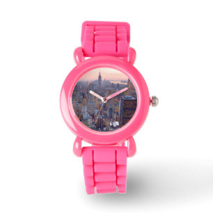 Breite Ansicht von Manhattan am Sonnenuntergang Armbanduhr
