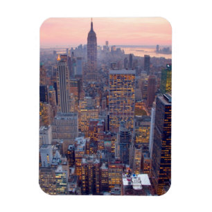 Breite Ansicht von Manhattan am Sonnenuntergang Magnet