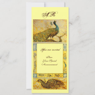 BREITE LIEBE PEACOCKS MONOGRAMM, braun-gelb Einladung