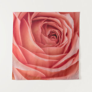 breite offene orange rosa Rosenblüte Innenherz mac Wandteppich