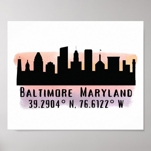 Breite und Länge der Baltimore Skyline Poster (Vorne)