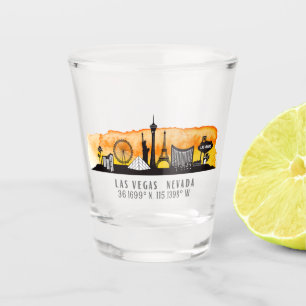 Breite und Länge der Skyline von Las Vegas Schnapsglas