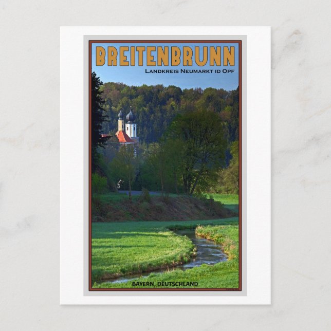 Breitenbrunn - Stream und Kirche Postkarte (Vorderseite)