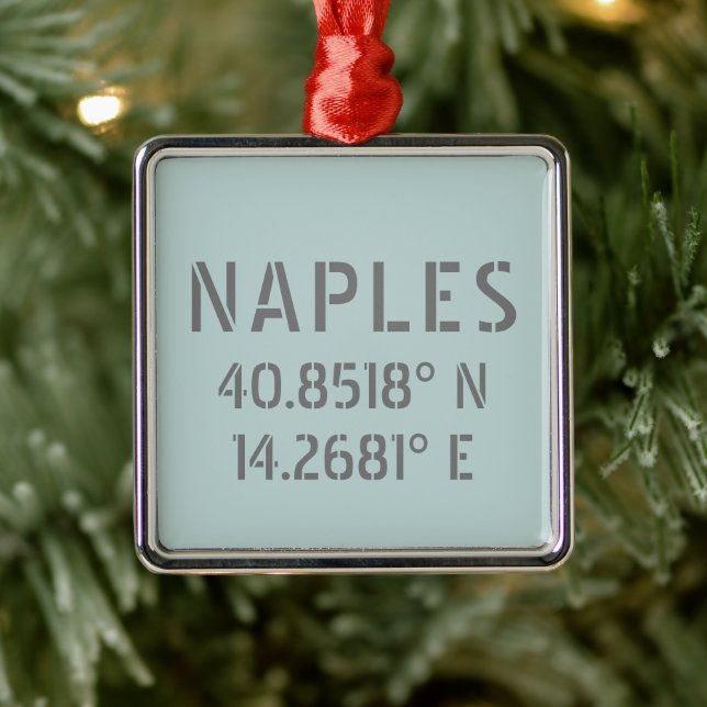 Breitengrad und Längengrad in Neapel Ornament Aus Metall (Baum)