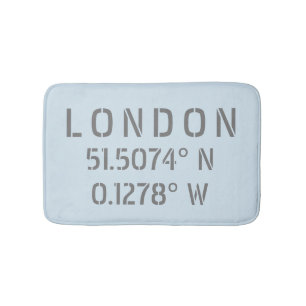 Breitengrad und Längengrad von London Badematte