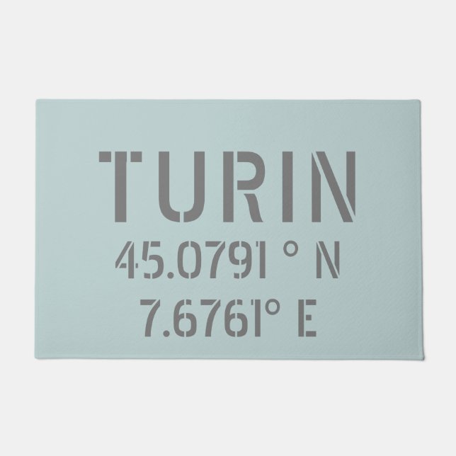 Breitengrad- und Längenkoordinaten von Turin Itali Fußmatte (Vorderseite)