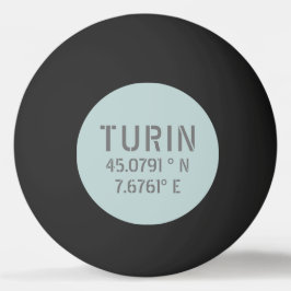 Breitengrad- und Längenkoordinaten von Turin Itali Tischtennisball