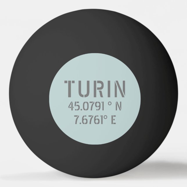 Breitengrad- und Längenkoordinaten von Turin Itali Tischtennisball (Vorderseite)