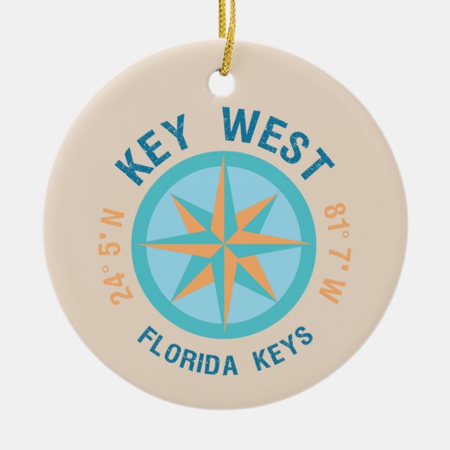 Breitengrad West Florida und Länge Keramik Ornament (Vorne)