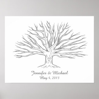 Breiter Daumenabdruck-Baum-Gästebuch Poster