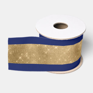 Breiter Marine und Gold Ribbon Ripsband
