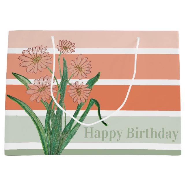 breiter Pastellstreifen Große Geschenktüte (Vorderseite)