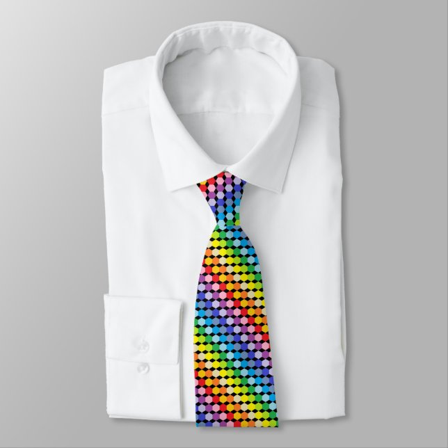 Breiter-Spektrum-Regenbogen-Hexagons Schwarz Krawatte (Gebunden)