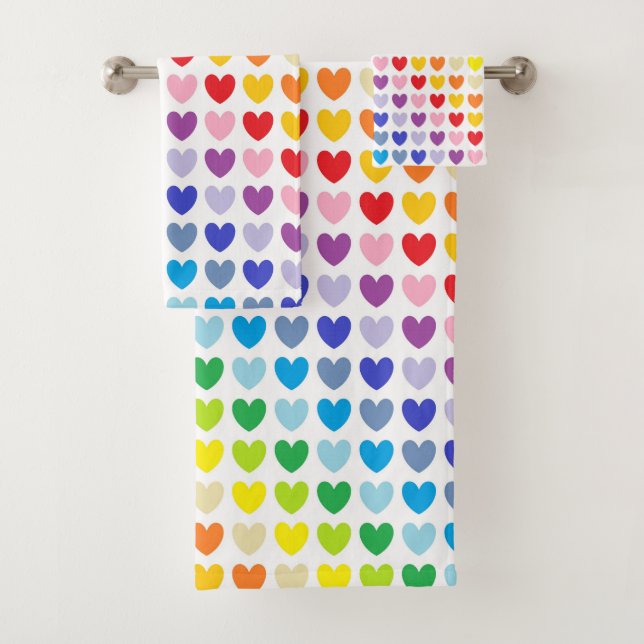Breitere Spektrum-Regenbogen-Herzen Badhandtuch Set (Insitu)