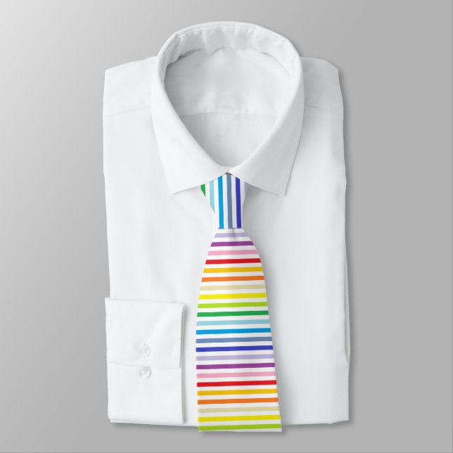 Breiterer Spektrum-Regenbogen und weiße Streifen Krawatte (Gebunden)