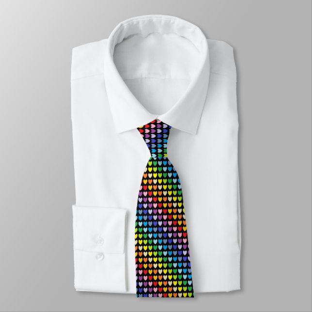 Breiteres Spektrum-Regenbogen-Herz-Schwarzes Krawatte (Gebunden)