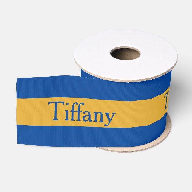 Breites Blau und Gold personalisieren Grosgrain Ri Ripsband (Spule)