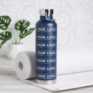 Breites Logo-Wiederholungsmuster Navy Trinkflasche