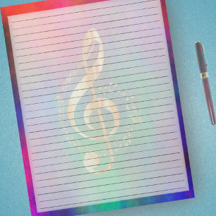 Breites Regal Gold Musik Treble Clef Brillenfarben Notizblock
