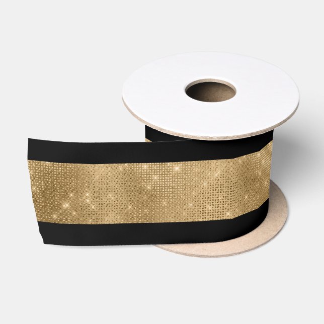 Breites Schwarz-Gold-Band Satinband (Spule)