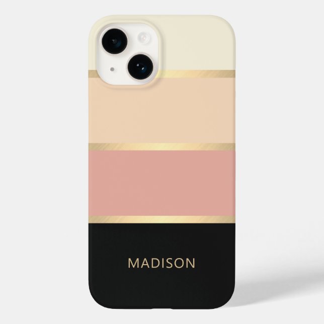 Breitgestrichener moderner Monogramm-Name Case-Mate iPhone 14 Hülle (Rückseite)