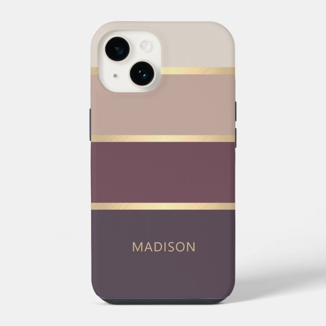 Breitgestrichener moderner Monogramm-Name iPhone 14 Hülle (Rückseite)