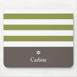 Breitgrüne horizontale Streifen Brauner Name Daisy Mousepad