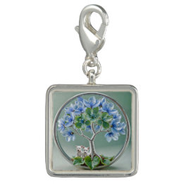 Breloque bracelet Bijou Photo Westie arbre bleu