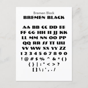Bremen Black - Zazzle Schriftart Sampler Sheet Postkarte