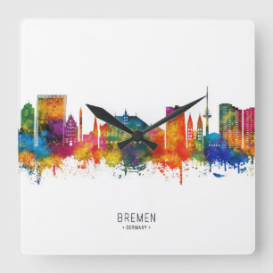 Bremen Deutschland Skyline Quadratische Wanduhr