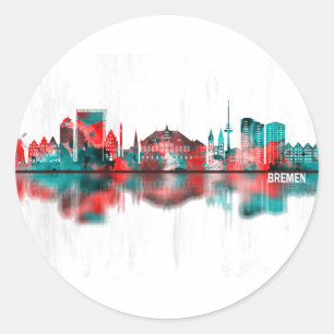 Bremen Deutschland Skyline Runder Aufkleber