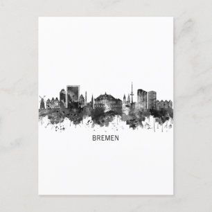 Bremen Germany Skyline BW Feiertagspostkarte