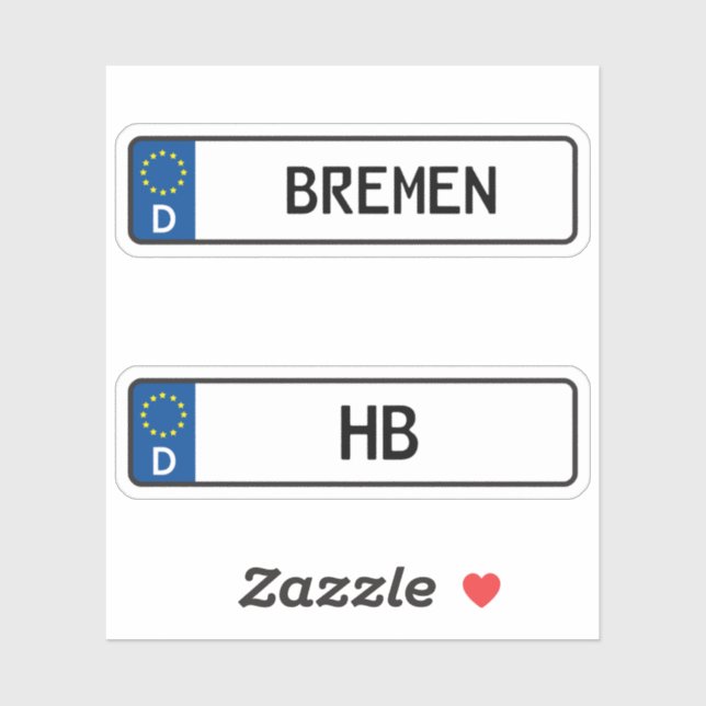 Bremen kennzeichen, deutsches Kennzeichen für Kraf Aufkleber (Blatt)