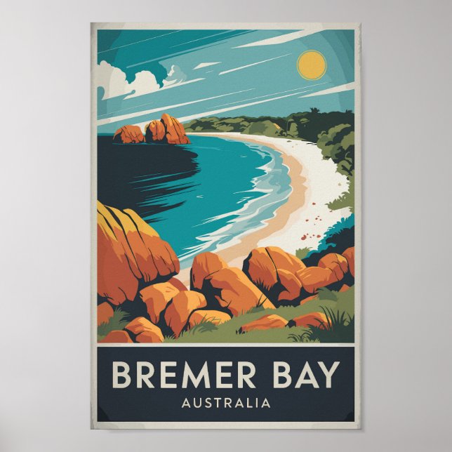 Bremer Bay Australia Illustration Travel Art Retro Poster (Vorne)