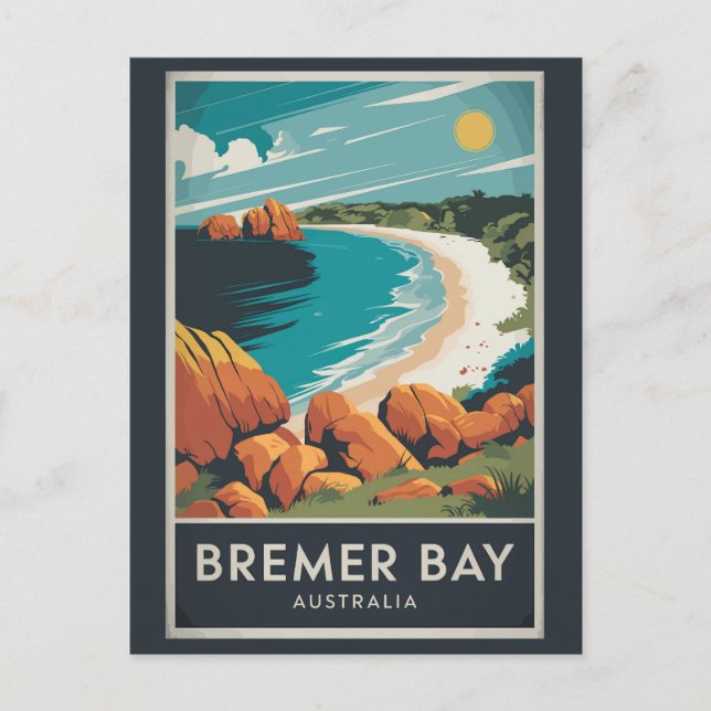 Bremer Bay Australia Illustration Travel Art Retro Postkarte (Vorderseite)