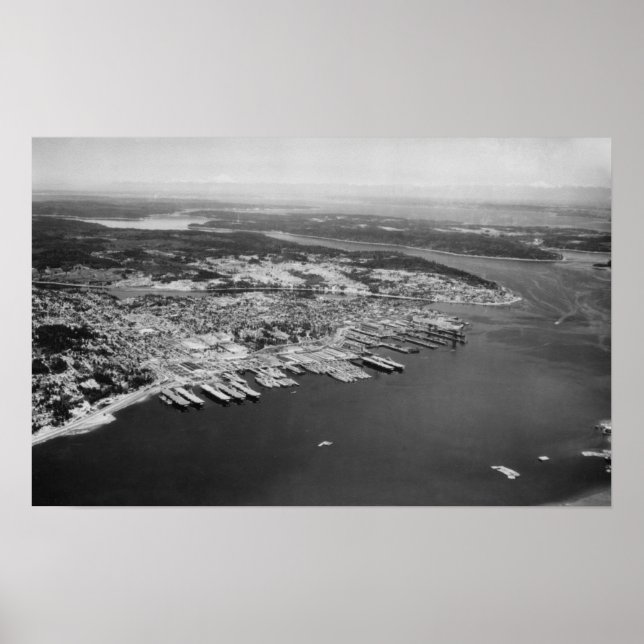 Bremerton, WA - Luftbild von Stadtfotografie Poster (Vorne)