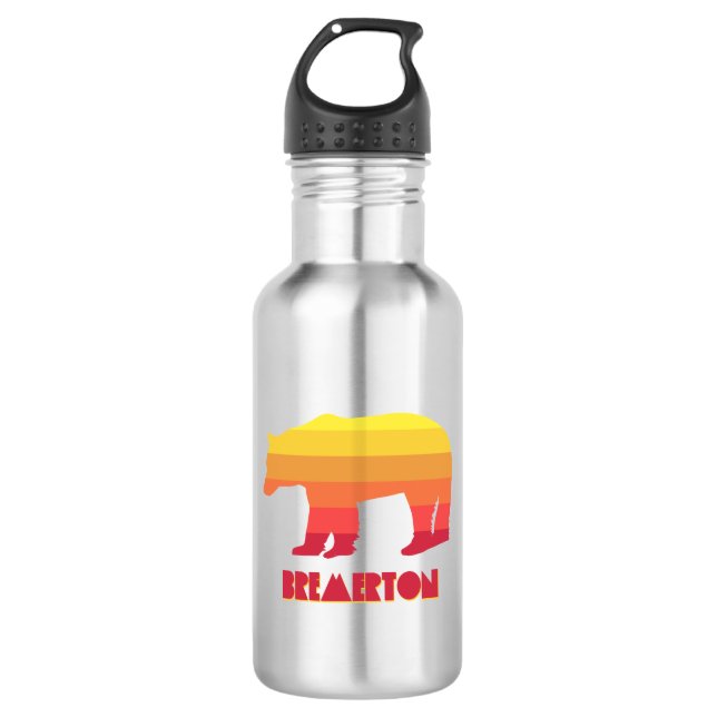 Bremerton Washington Rainbow Bear Edelstahlflasche (Vorderseite)
