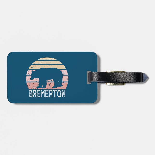 Bremerton Washington Retro Bear Gepäckanhänger (Rückseite horizontal)