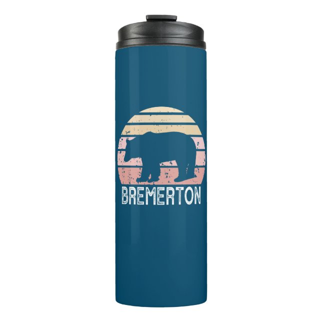 Bremerton Washington Retro Bear Thermosbecher (Vorderseite)
